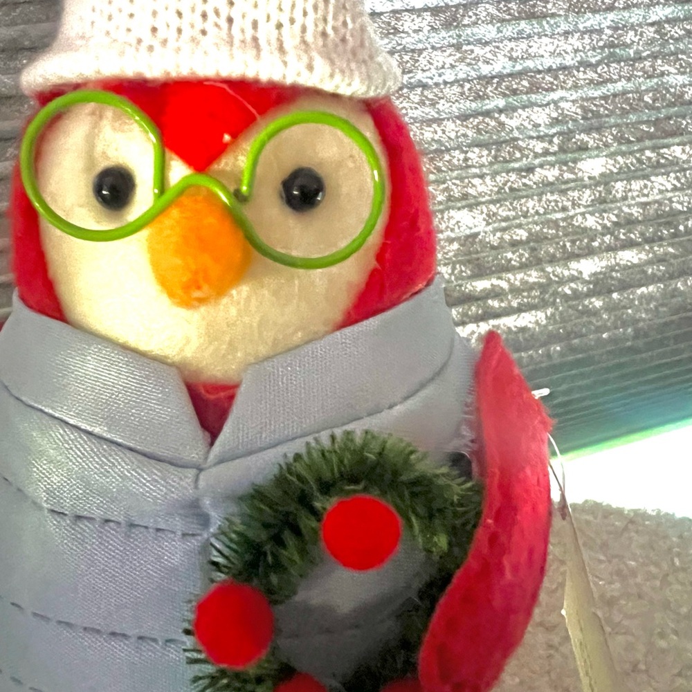 Target Red and White Bird Plush - Conifer 2024 with Green Glasses